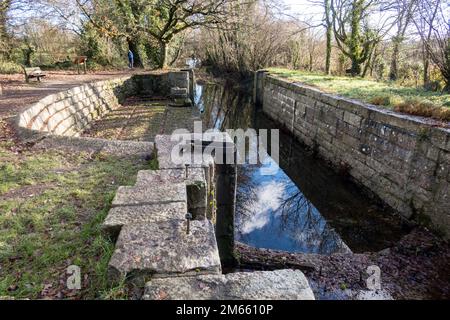 Großbritannien, England, Devonshire. Stover Canal Graving Dock Lock auf dem Templer Way nahe Teigngrace und Newton Abbot. Stockfoto