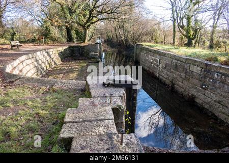 Großbritannien, England, Devonshire. Stover Canal Graving Dock Lock auf dem Templer Way nahe Teigngrace und Newton Abbot. Stockfoto