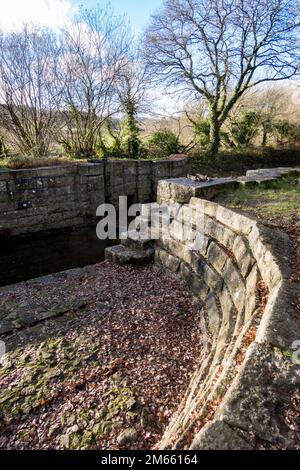 Großbritannien, England, Devonshire. Stover Canal Graving Dock Lock auf dem Templer Way nahe Teigngrace und Newton Abbot. Stockfoto