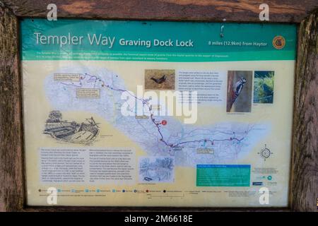 Großbritannien, England, Devonshire. Stover Canal Graving Dock Lock auf dem Templer Way nahe Teigngrace und Newton Abbot. Stockfoto