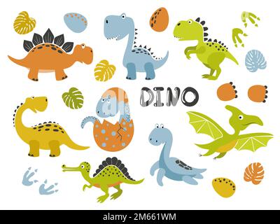 Lustige Cartoon-Dinosaurier für Kinder. Vektordarstellung. Stock Vektor