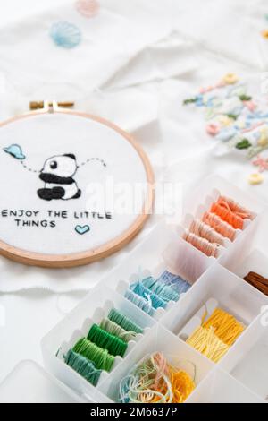 Farbenfrohe Kunst der Stickerei Stockfoto