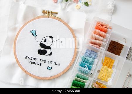 Farbenfrohe Kunst der Stickerei Stockfoto