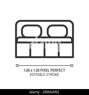 Doppelbettsymbol mit Pixel Perfect Linear Stock Vektor