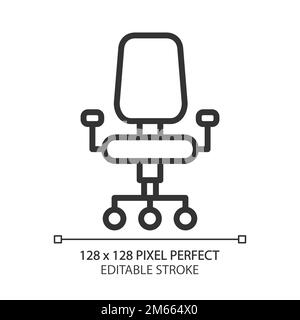 Bürostuhl Pixel Perfect Linear Symbol Stock Vektor