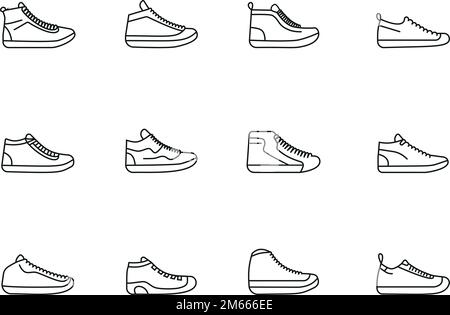 Sneaker Shoe Minimalistic Flat Line Conline Conline Symbol Piktogramm Symbolset Kollektion 10 Stock Vektor