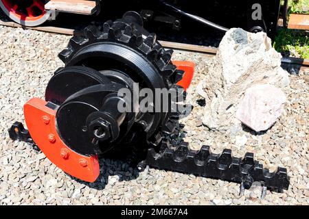 Detail der Zahnradbahn, Vordernberg, Steiermark, Österreich Stockfoto