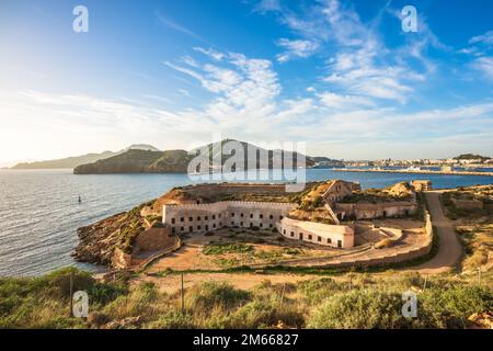 Malerischer Blick auf den Hafen von Cartagena in der Region Murcia, Spanien Stockfoto