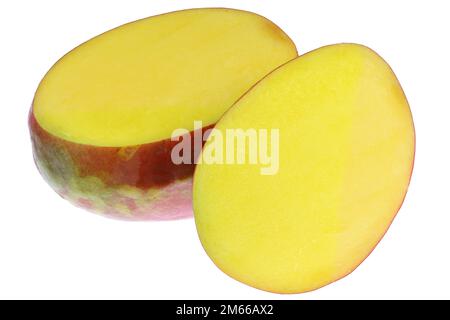 Tommy Atkins Mango isoliert auf weißem Hintergrund Stockfoto