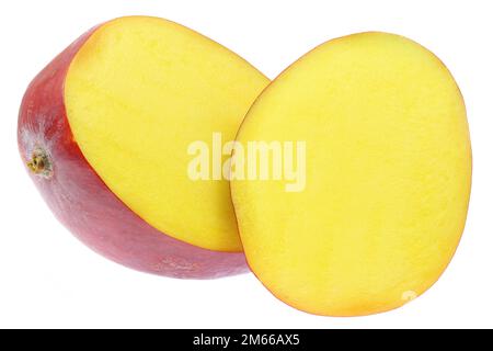 Tommy Atkins Mango isoliert auf weißem Hintergrund Stockfoto