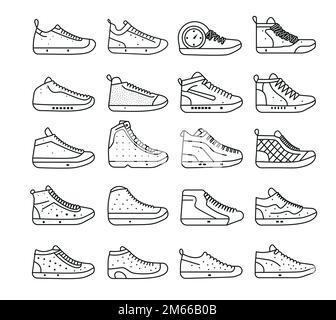 Sneaker Shoe Minimalistic Flat Line Conline Conline Symbol Piktogramm Symbolset Kollektion 10 Stock Vektor