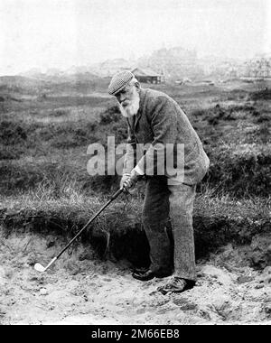 Der alte Tom Morris im Bunker alt Stockfoto