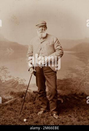 Schottischer Golfspieler Old Tom Morris, St. Andrews 1901, Sepia Stockfoto