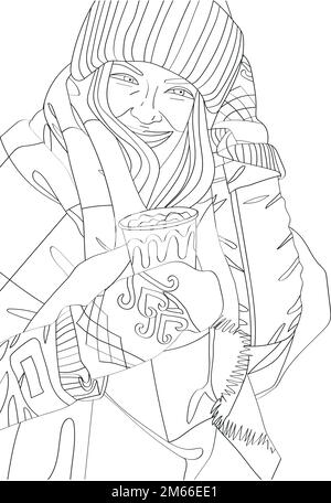 Anti-Stress-Färbung. Schwarzweiß-Vektordarstellung. Stock Vektor