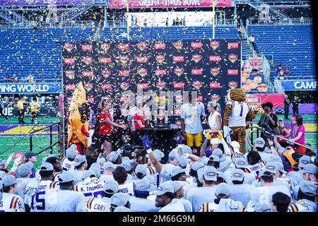 Orlando, Florida, USA, 2. Januar 2023, LSU gewinnt die Cheez-IT Citrus Bowl im Camping World Stadium (Foto: Marty Jean-Louis). Kredit: Marty Jean-Louis/Alamy Live News Stockfoto