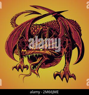 drachen in der Sonne. vektordrachen-Illustration Stock Vektor
