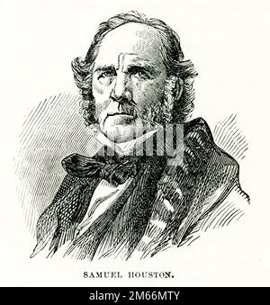 Diese 1866 Abbildung zeigt General Sam Houston (1793-1863). Als amerikanischer Grenzhelden und Staatsmann von Texas befehligte er die revolutionären Truppen von Texas und schnappte Santa Anna in der Schlacht von San Jacinto (1836). Er war der erste Präsident der Republik Texas und später Senator und dann Gouverneur von Texas (1859-1861). Stockfoto