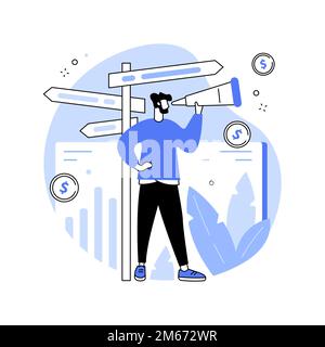 Business Direction Abstract Concept Vector Illustration. Geschäftsstrategie, langfristige und kurzfristige Planung, Vision und Zielsetzung, Unternehmenswachstum, ch Stock Vektor