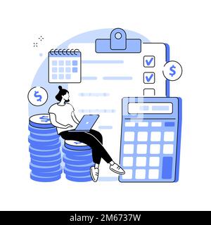 Abstrakte Konzeptdarstellung zur Budgetplanung. Ausgeglichenes Budget, Geldausgabenplan, Budgetmanagement des Unternehmens, Finanzen auf Kurs halten, emergen Stock Vektor