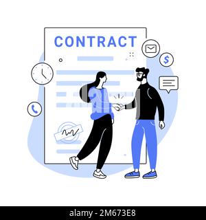 Arbeitsvertrag abstrakte Konzeptdarstellung. Arbeitsvertragsformular, Arbeitsvertrag, finanzielle Beziehungen zwischen Arbeitnehmer und Arbeitgeber, Collec Stock Vektor