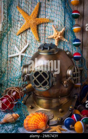 Taucherhelm Still Life Stockfoto