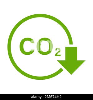 Symbol zur Reduzierung von CO2-Emissionen Vektor Klimaschutz Zeichen für Grafikdesign, Logo, Website, soziale Medien, mobile App, darstellung der benutzeroberfläche Stock Vektor