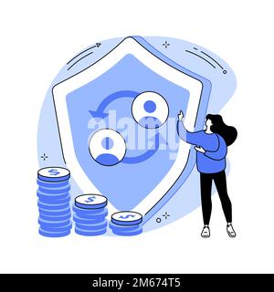 Peer-to-Peer Versicherung abstrakte Konzept Vektor Illustration. P2P kollaboratives Versicherungsprodukt für soziale Risiken, selbstverwaltendes Geschäftsmodell, füllen eine cl Stock Vektor