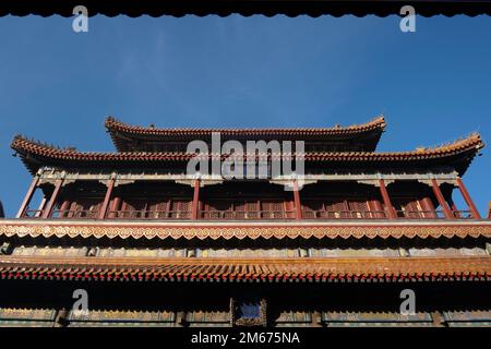 Yonghe Lamasery ist der größte tibetische buddhistische Lama-Tempel in Peking Stockfoto