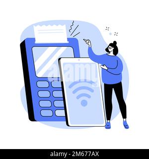 NFC-Verbindung abstrakte Konzept Vektor-Illustration. Bankverbindung, NFC-Kommunikation, kontaktlose Kartenzahlung, Bankentechnologie, Finanzwesen Stock Vektor