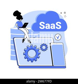 Abbildung des abstrakten Konzepts der SaaS-Technologie. Software as a Service, Cloud Computing, Anwendungsservice, Kundenzugang, Softwarelizenzierung Stock Vektor