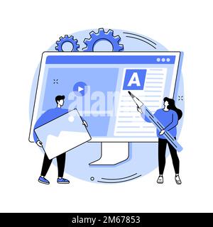 Erstellung von Inhalten abstraktes Konzept Vektordarstellung. Digitales Marketing, ansprechende Inhalte, zielgerichtete Nachrichtenerstellung, Website-seo, Blog p Stock Vektor