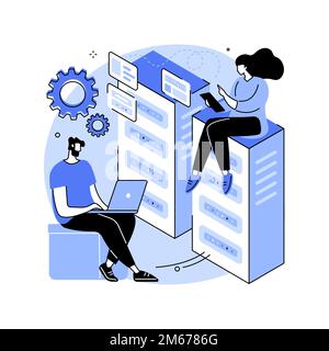 Abstrakte Vektordarstellung der PHP- und MySQL-Entwicklung. Softwareentwicklungsunternehmen, Menüleistenelement, UI-Design, PHP- und MySQL-Website-Entwicklung Stock Vektor