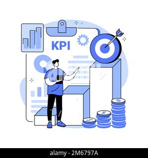 Abbildung des abstrakten KPI-Konzeptes. Key Performance Indicator, Erfolgsmessung, Unternehmenswachstum, Geschäftseffektivität, Analysetool, Fina Stock Vektor