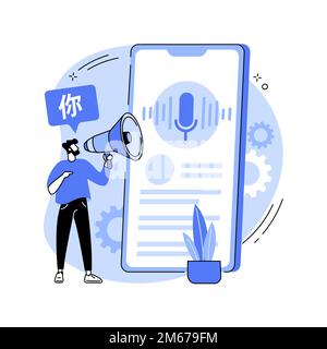 Speech-to-Text abstrakte Konzept Vektor-Illustration. Mehrsprachige Spracherkennung, Spracherkennung, Spracherkennung, Spracherkennung, Spracherkennung Stock Vektor