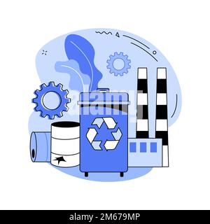 Mechanisches Recycling abstraktes Konzept Vektor Illustration. Mechanische Kunststoffrecycling, industrielle Abfallwirtschaft, Materialverarbeitung zur Wiederverwendung, Stock Vektor