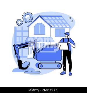 Automatisierte Baumaschinen abstrakte Konzept Vektor-Illustration. Roboterbagger, automatisierte Technologie in der Bauindustrie, intelligente Maschine Stock Vektor