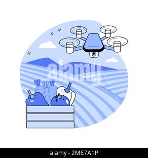 Landwirtschaft Drohne verwenden abstrakte Konzept Vektor Illustration. Landwirtschaft Präzisionslandwirtschaft, Ersthelfer, Analyse, Pflanzen Spritzen, Drohne Surveillan Stock Vektor