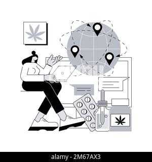 Verteilung von Hanf-Produkte abstraktes Konzept Vektor-Illustration. Cannabis-Einzelhandel, Marihuana-Absatzmarkt, online bestellen, Hanfextrakt, Lebensmittel Stock Vektor