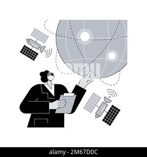 Erdbeobachtung abstrakte Konzept Vektor-Illustration. Raumfahrttechnik, Planetenwissenschaft, Satellitenservice, Geoinformation, angewandte Erdbeobachtungen Stock Vektor