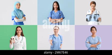 Sammlung verschiedener Arztinnen in Uniformen Stockfoto