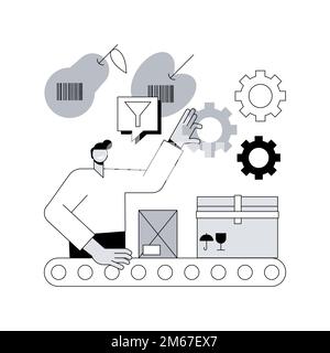 Sortiersysteme abstrakte Konzept Vektor Illustration. Produktsortierung, Fördersystem, automatisierter Sortierprozess, Produktidentifikation, l Stock Vektor