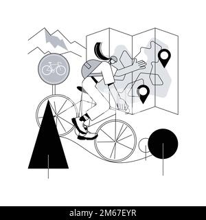 Fahrradwege Netzwerk abstrakte Konzept Vektor Illustration. Nationaler Radweg, Radwegenetz, Outdoor-Erholung, Fahrrad-Stadtplan, Park Radfahren Stock Vektor