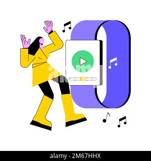 Smartwatch als tragbarer Mediaplayer abstraktes Konzept Vektordarstellung. Tragbare Musik, drahtlose Mediensteuerung, mobile Medienanwendungen, kompakte A Stock Vektor