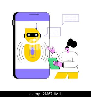 Chatbot Voice Controlled Virtual Assistant abstraktes Konzept Vektor Illustration. Sprechender virtueller persönlicher Assistent, Smartphone-Sprachanwendung, AI, Stock Vektor