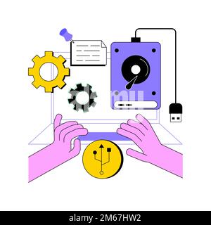 Abstrakte Vektordarstellung der externen Festplatte. Datenspeichergerät, externe Festplatte, tragbare Festplatte, PC-Backup, Flash-Speicher, Komp Stock Vektor