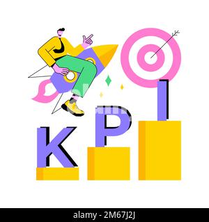 Abbildung des abstrakten KPI-Konzeptes. Key Performance Indicator, Erfolgsmessung, Unternehmenswachstum, Geschäftseffektivität, Analysetool, Fina Stock Vektor