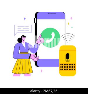 Freihändige Telefonanrufe abstrakte Konzept Vektor-Illustration. Anrufe mit Smart-Lautsprecher, Smartphone-Fernverbindung, sichere Fahrtechnologien, voi Stock Vektor