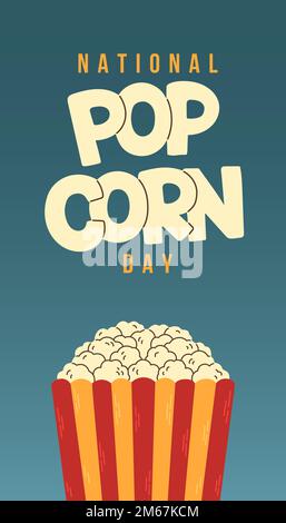 Design-Hintergrund für den nationalen Popcorn-Tag. Abstrakter Hintergrund. Januar 19. Poster, Banner, Karte, Hintergrund. Eps 10. Stock Vektor
