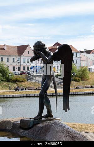 Weißrussland, Minsk - 12. september, 2022: Statue Denkmal auf der Insel aus nächster Nähe Stockfoto