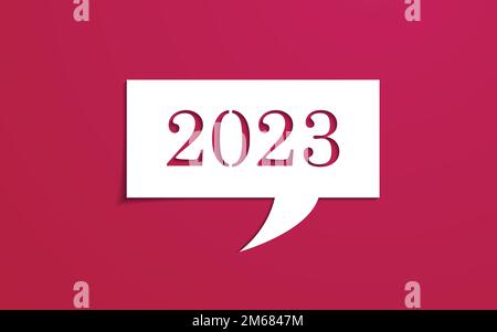 Frohe Neujahrsgrüße 2023. Minimalistisches Bannerdesign mit Papierschnitt. Stock Vektor